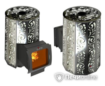 Дровяная печь-каменка GrillD Violet window long Max Жадеит 100 в Ставрополе