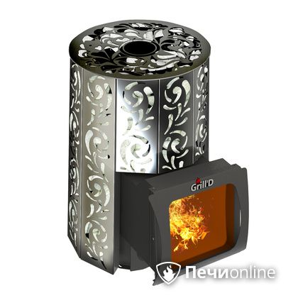 Дровяная печь-каменка GrillD Violet window short Max Жадеит 80 в Ставрополе