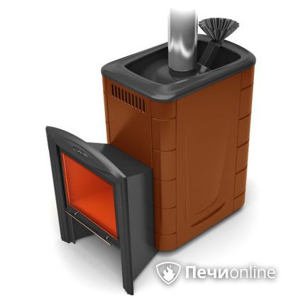 Дровяная банная печь TMF Гейзер 2014 Inox Витра  Терракота в Ставрополе