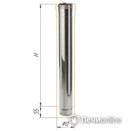 Дымоход Феррум Дымоход нержавейка 08 d-115 L=1м в Ставрополе