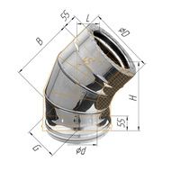 Дымоход Феррум Колено утепленное угол 135 нержавеющее 0.5/зеркальное d-115/200 по воде 