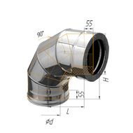 Дымоход Феррум Колено утепленное угол 90 нержавеющее 0.5/оцинкованное d-120/200 по воде