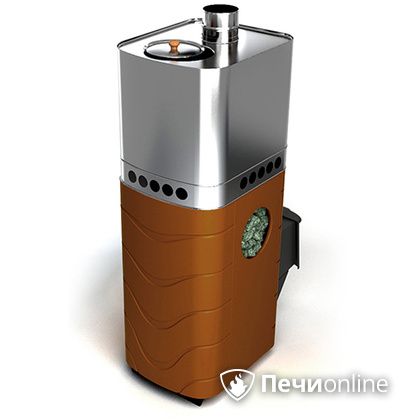 Дровяная банная печь TMF Бирюса 2013 Carbon терракота с закрытой каменкой в Ставрополе